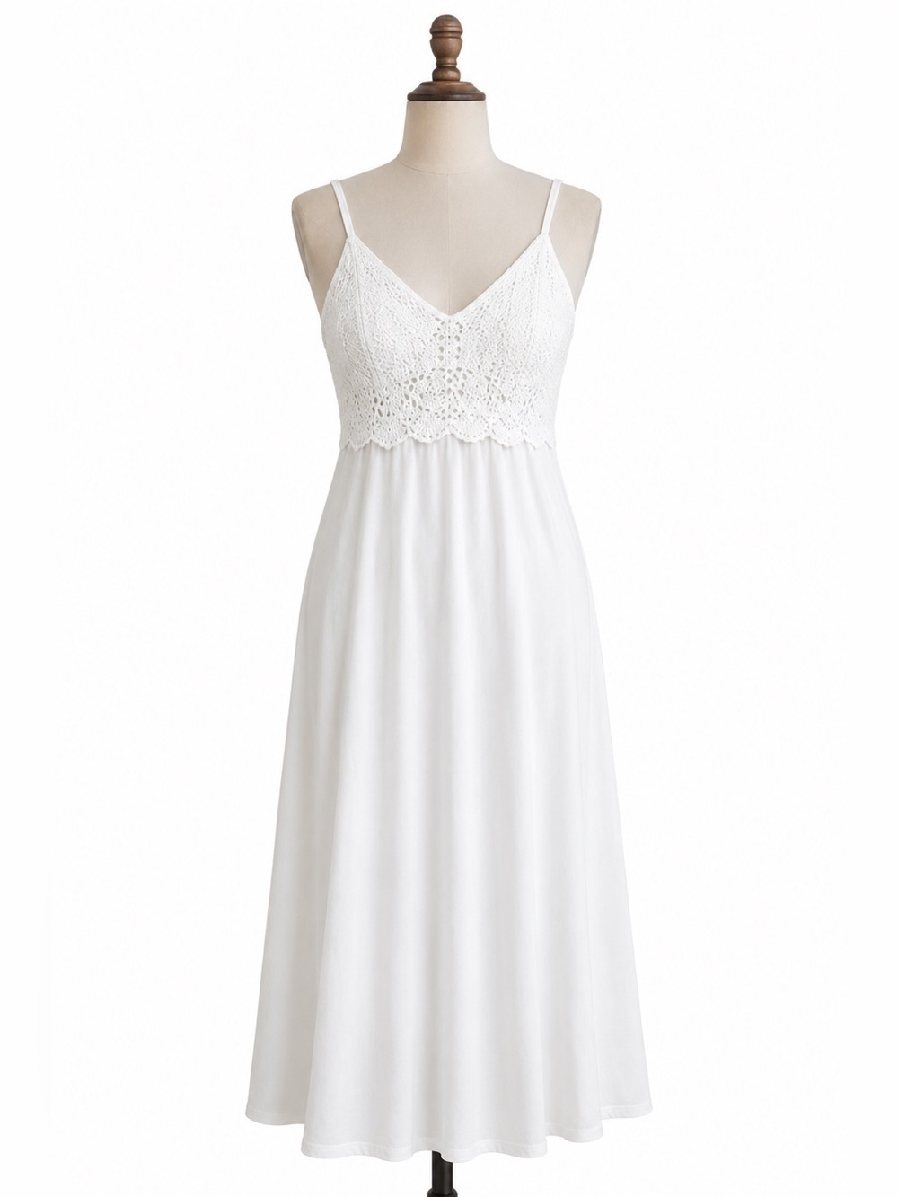 Monoreno White Crochet Lace Slip Dress Coastal Boho Cottagecore S - Picture 3 of 7